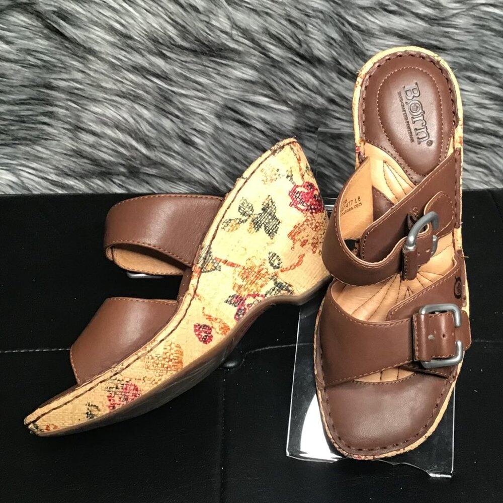 Born Platform Sandals With Floral Print 7 - Picture 1 of 5